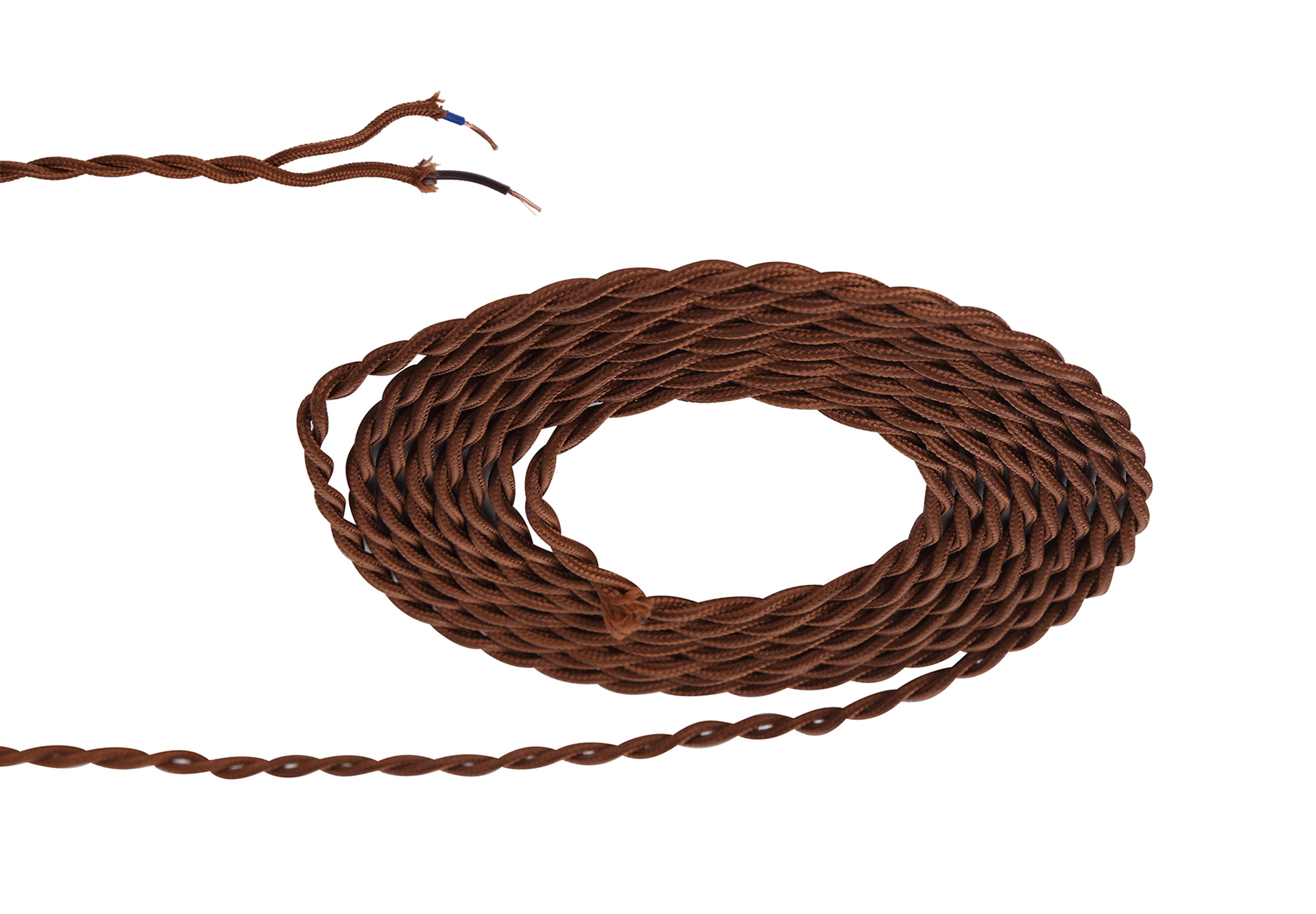 D0536  Cavo 1m Red/Brown Braided Twisted 2 Core 0.75mm Cable